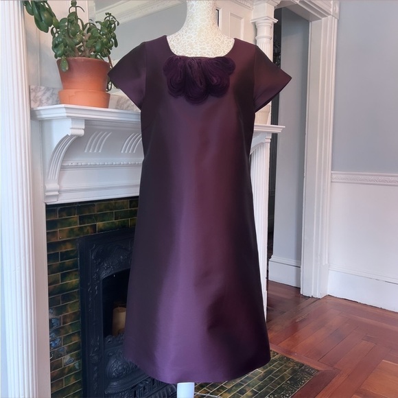 CHARLOTTE BRODY 100% Silk Deep Plum Short Sleeve Sheath Dress Size 10 - Picture 1 of 10